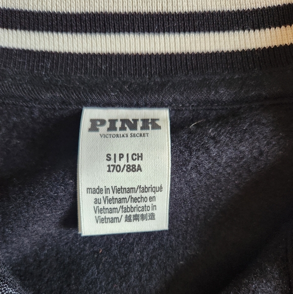 PINK Victoria's Secret Black Quarter Zip Sweater with Striped Collar - Picture 4 of 6